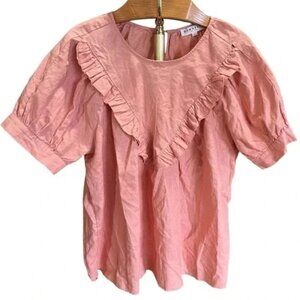 DOWNEAST ~ Salmon Colored Ruffle Peasant Top